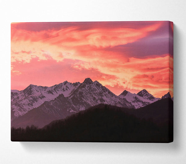  A Canvas Print of Crimson Mountain Peaks Canvas Wall Art