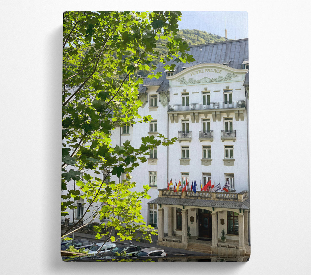  A Canvas Print of White Palace Through Leaves Canvas Print