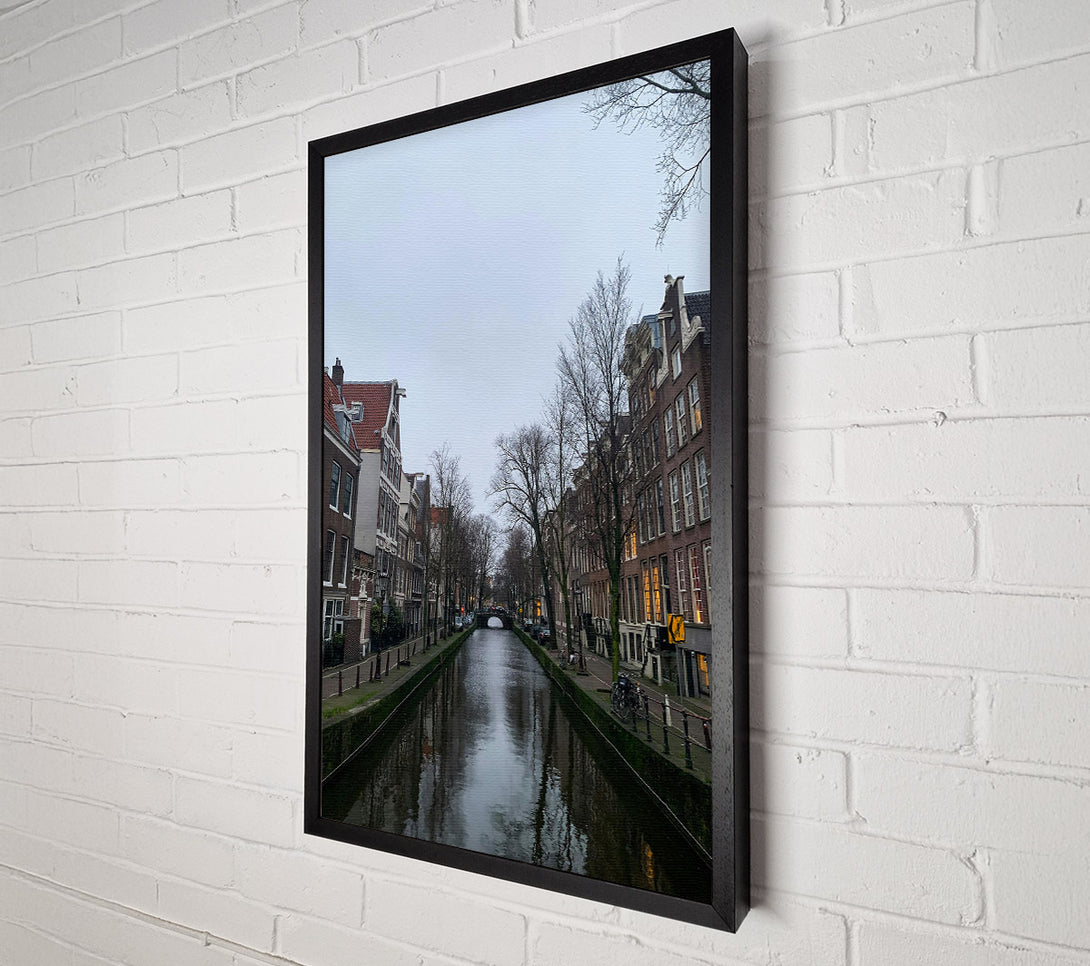  A Canvas Print of Grey Canal Reflections Canvas Art