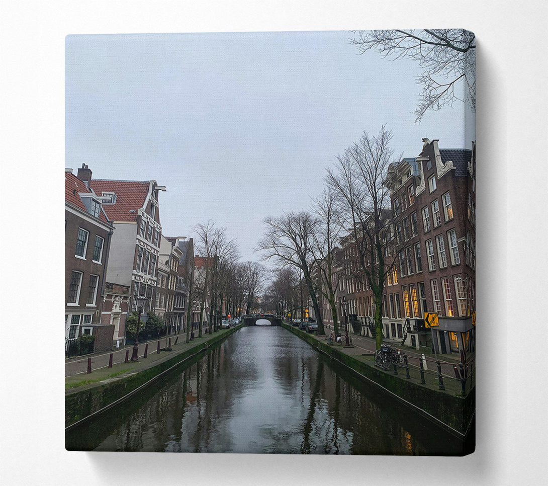  A Canvas Print of Grey Canal Reflections Canvas Art