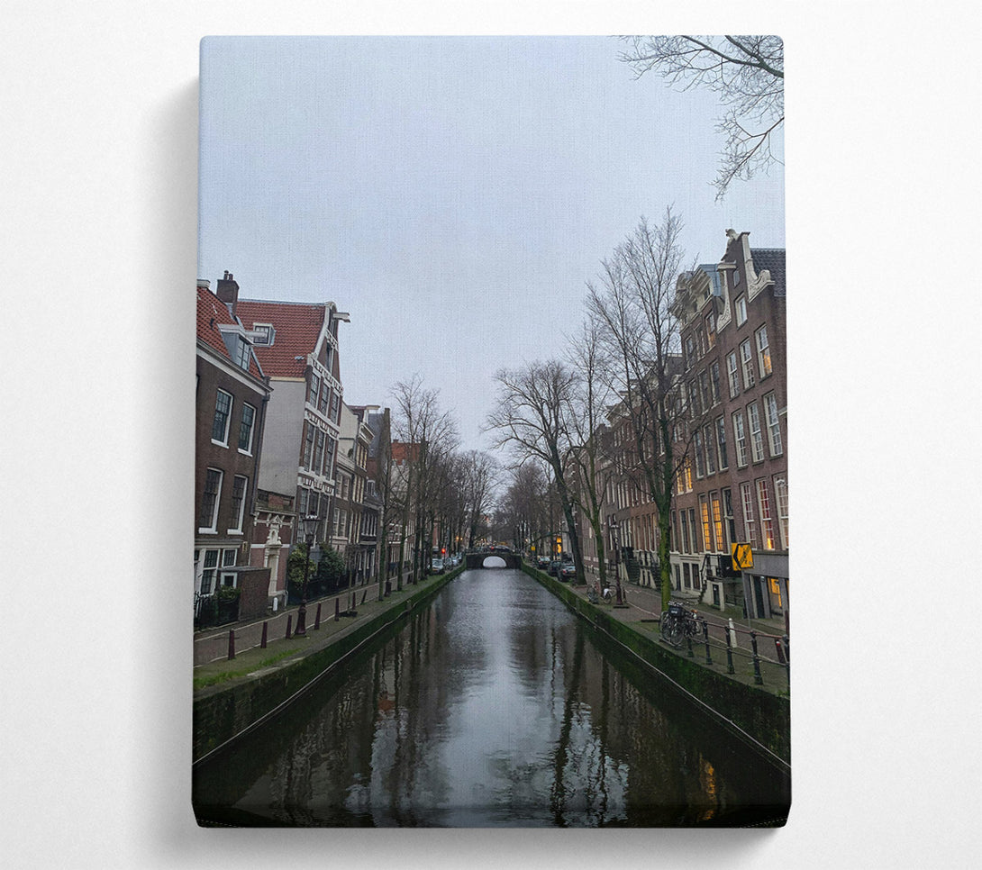  A Canvas Print of Grey Canal Reflections Canvas Art