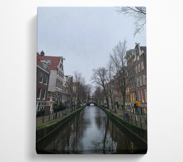  A Canvas Print of Grey Canal Reflections Canvas Art