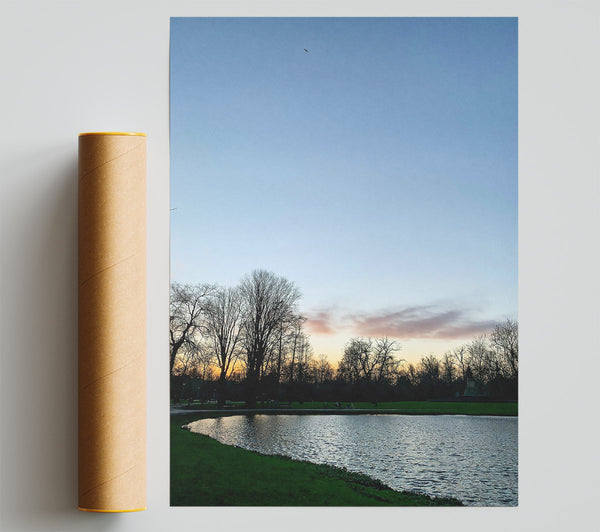 Pink Sunset Pond Poster