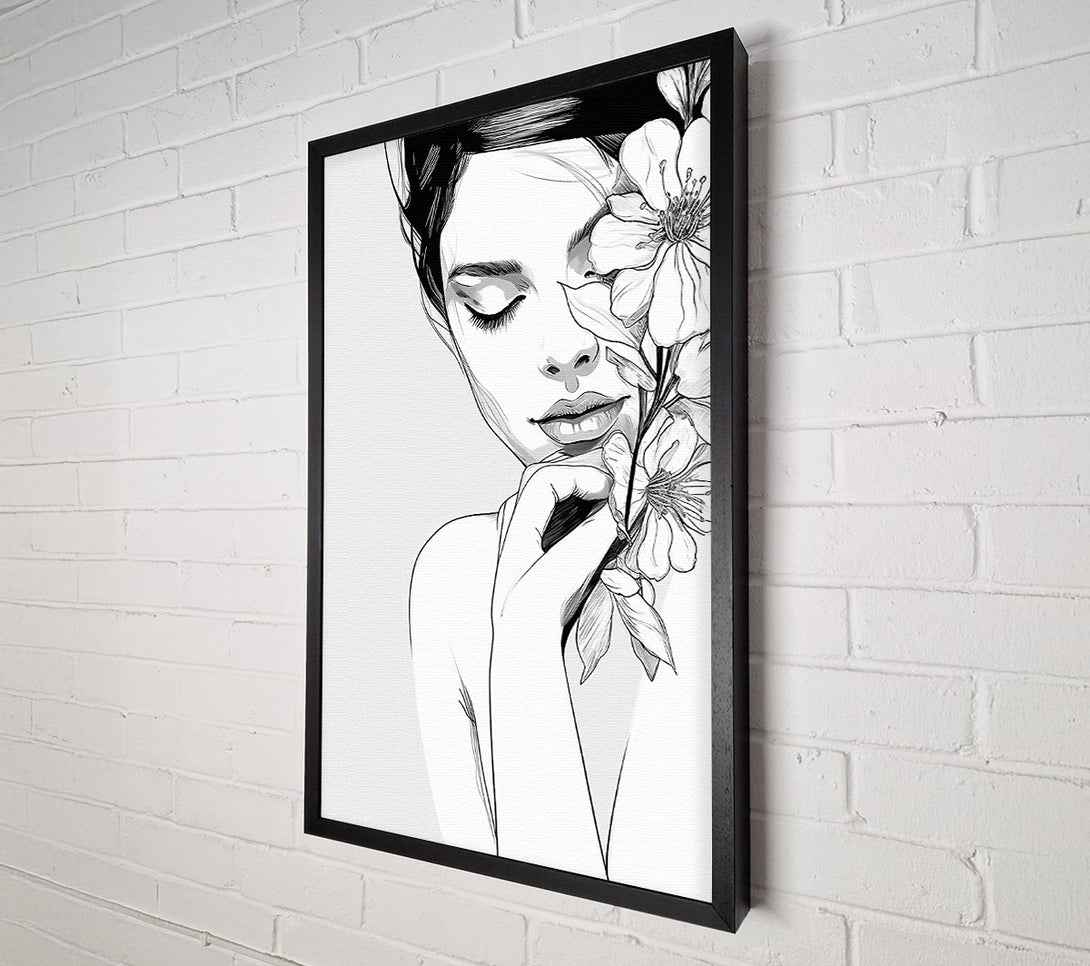  A Canvas Print of Peaceful Woman Line Art Canvas Wall Art