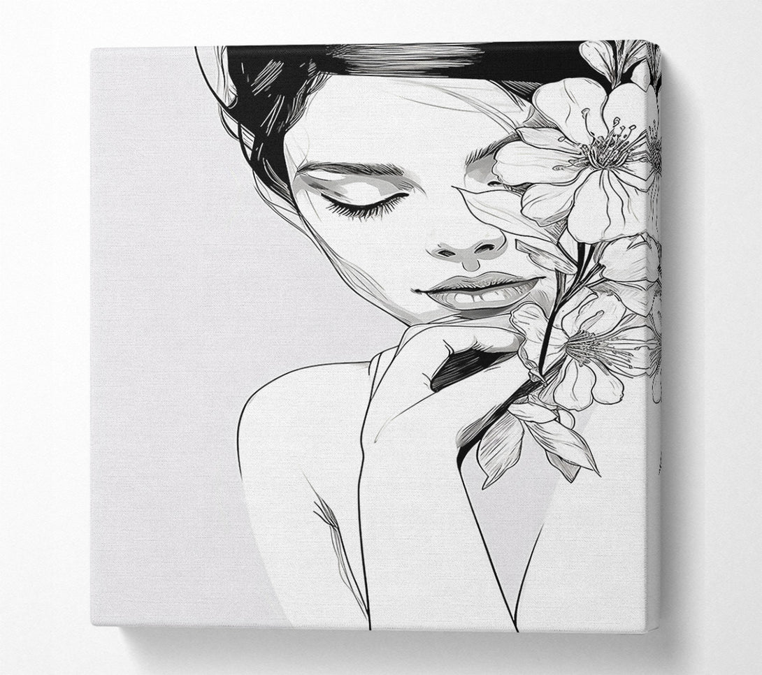  A Canvas Print of Peaceful Woman Line Art Canvas Wall Art