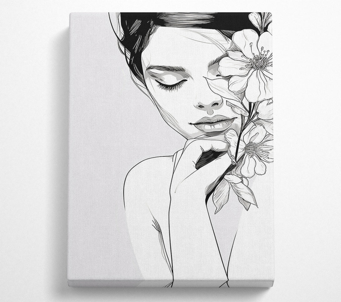 A Canvas Print of Peaceful Woman Line Art Canvas Wall Art