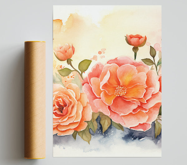Peach Flowers In Bloom Print