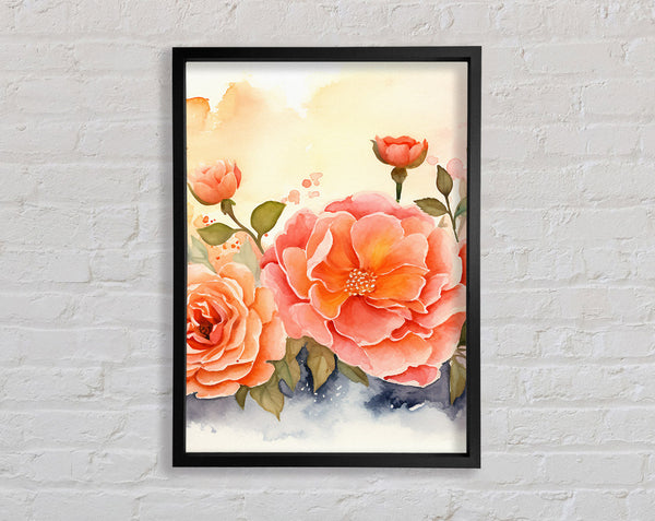 Peach Flowers In Bloom Framed Print