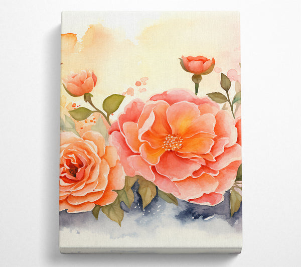  A Canvas Print of Peach Flowers In Bloom Canvas Art