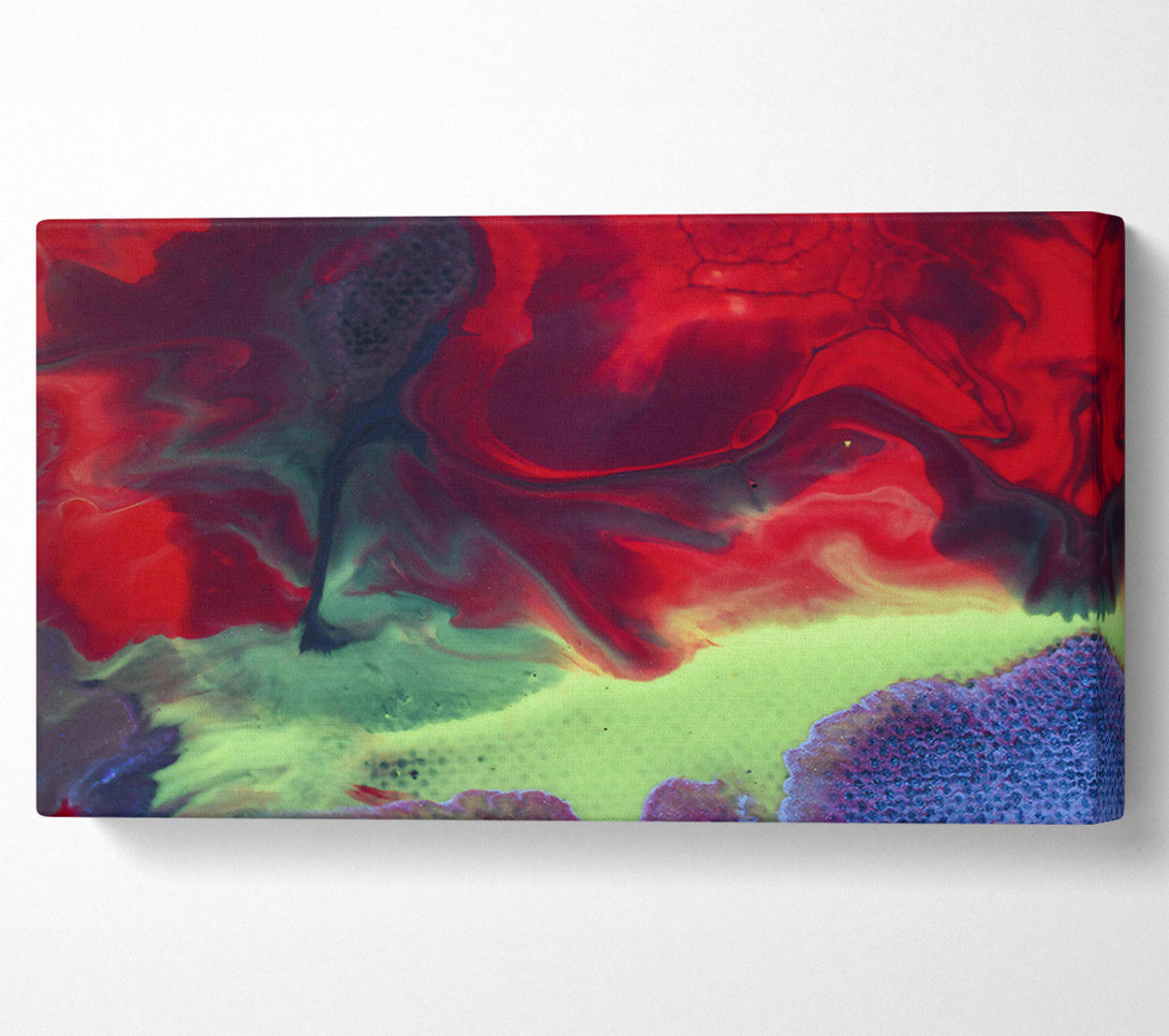  A Canvas Print of Crimson And Lime Flow Canvas Print