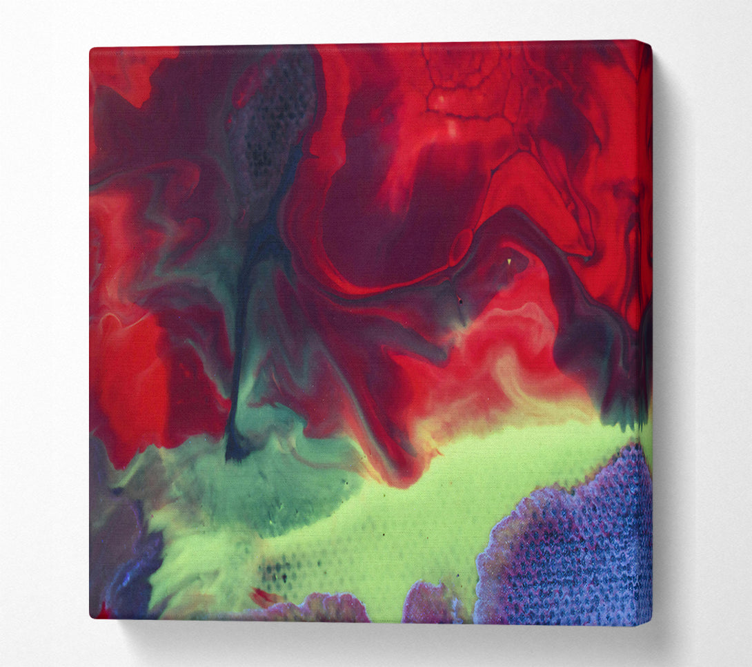  A Canvas Print of Crimson And Lime Flow Canvas Print