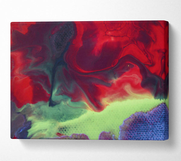  A Canvas Print of Crimson And Lime Flow Canvas Print