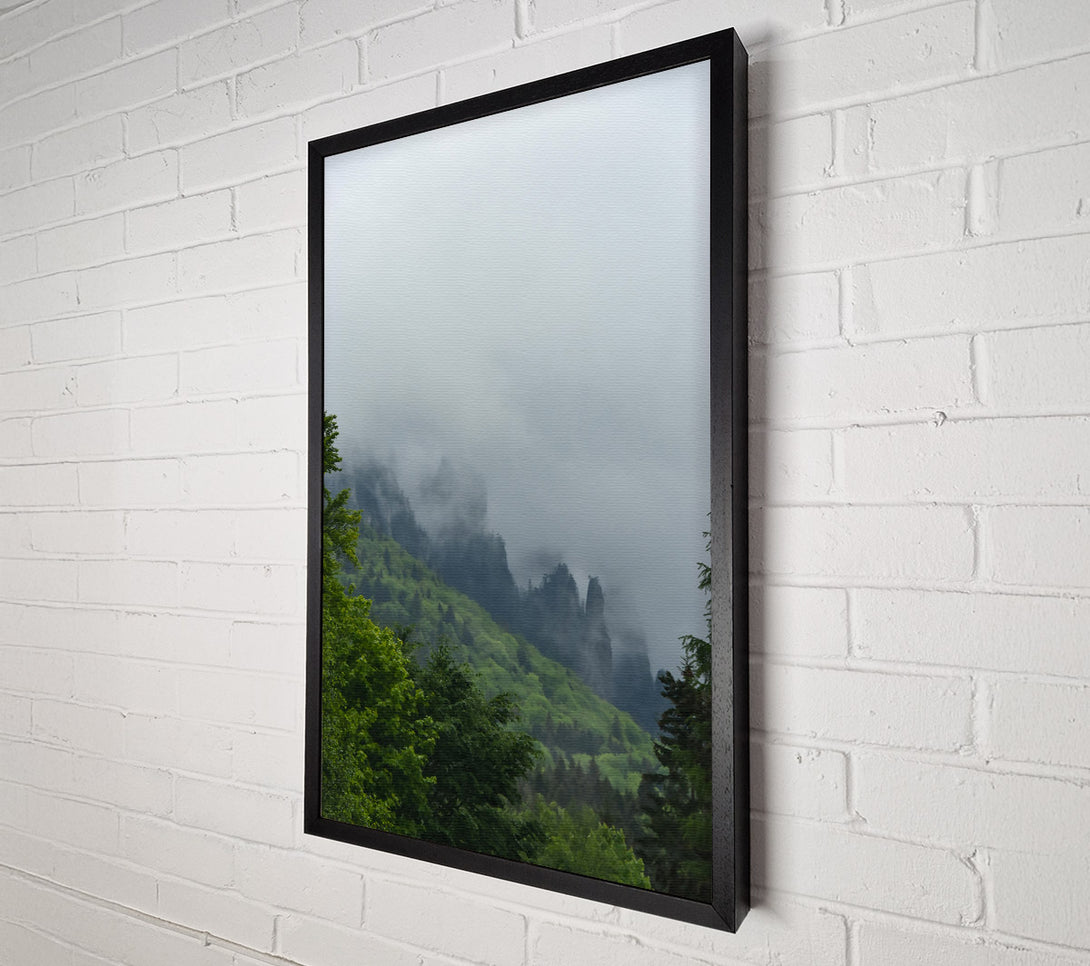  A Canvas Print of Green Foggy Peaks Canvas Wall Art