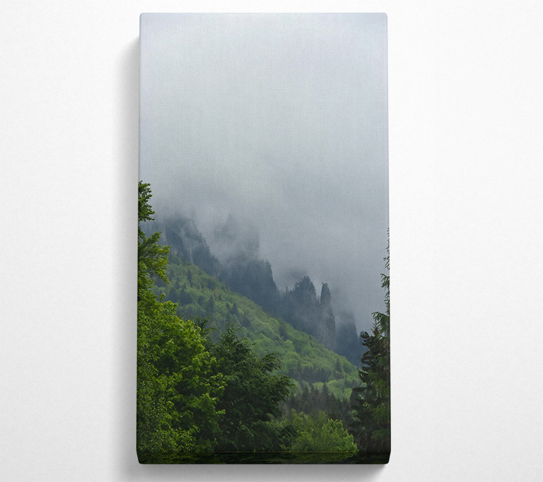 A Canvas Print of Green Foggy Peaks Canvas Wall Art