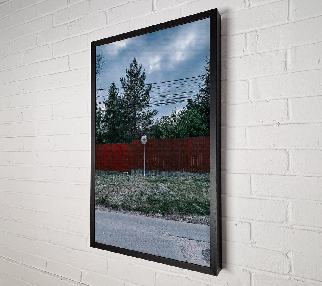  A Canvas Print of Red Fence Reflection Canvas Wall Art