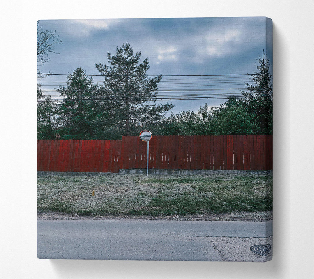  A Canvas Print of Red Fence Reflection Canvas Wall Art