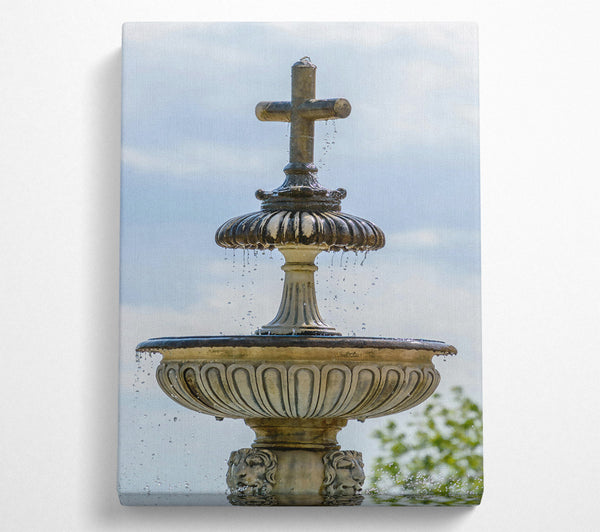  A Canvas Print of Cream Stone Cross Fountain Canvas Art