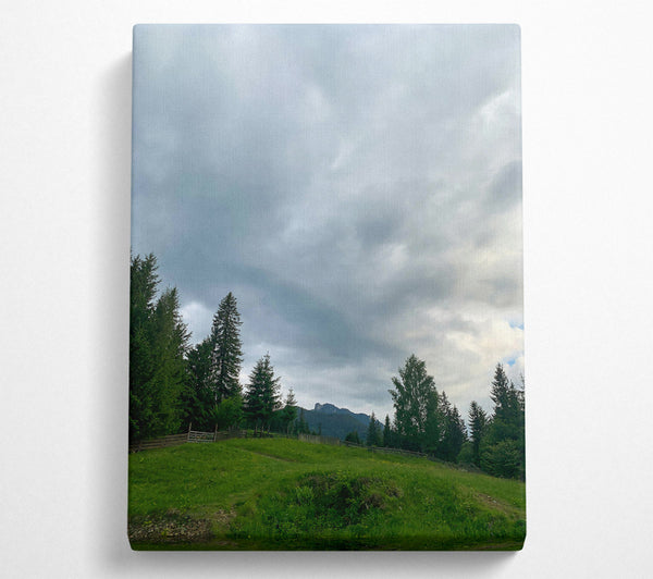  A Canvas Print of Gray Clouds Over Green Hills Canvas Wall Art
