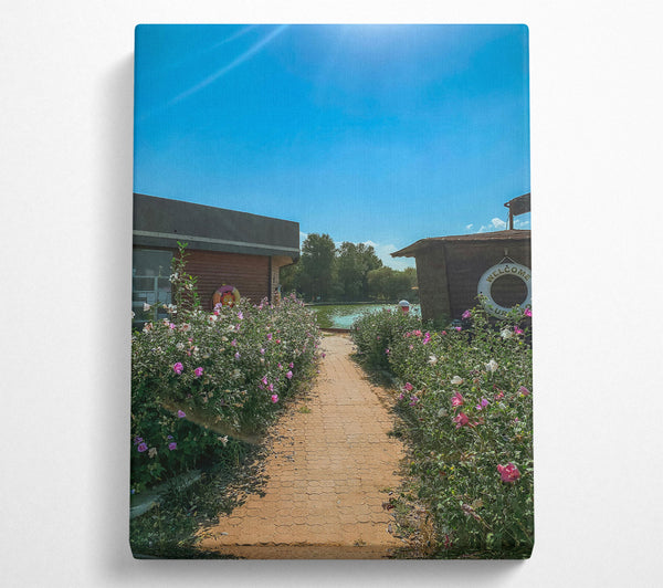  A Canvas Print of Pink Flowers & Blue Sky Canvas Art