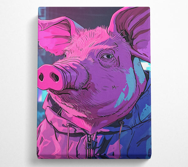  A Canvas Print of Pig Hoodie Canvas Print