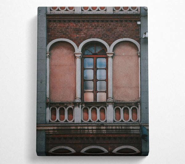  A Canvas Print of Dusty Red Arched Window Canvas Print