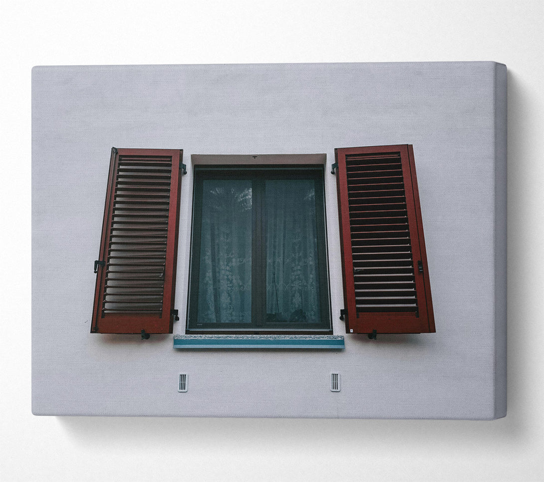  A Canvas Print of Red Louvered Window View Canvas Art