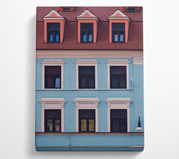  A Canvas Print of Blue Facade Windows Canvas Art