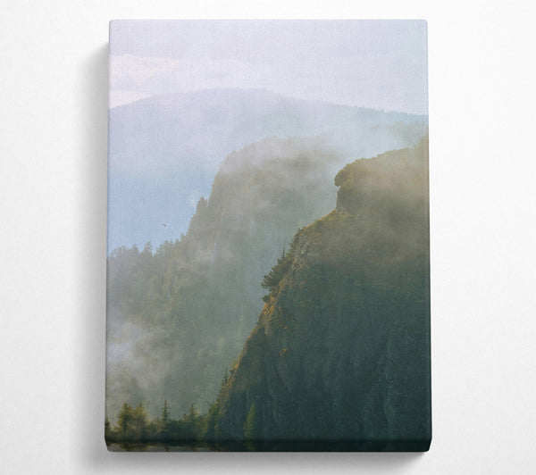  A Canvas Print of Golden Foggy Peaks Canvas Wall Art