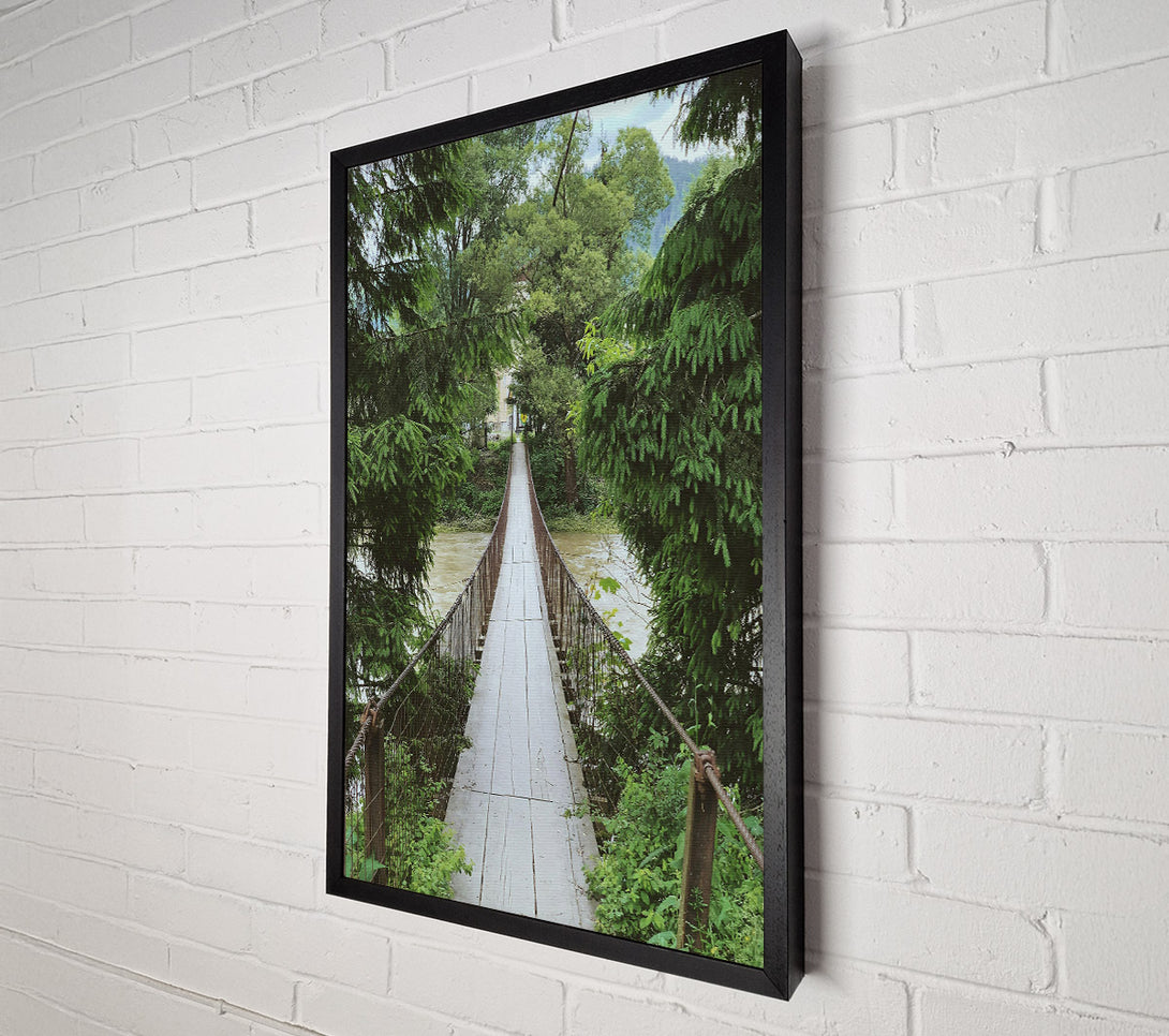  A Canvas Print of Green Bridge Through Trees Canvas Print