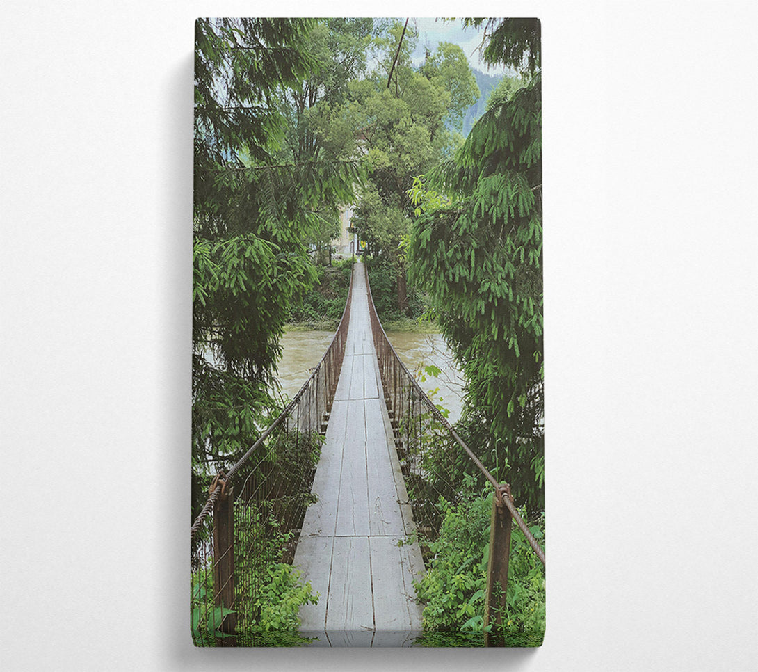  A Canvas Print of Green Bridge Through Trees Canvas Print