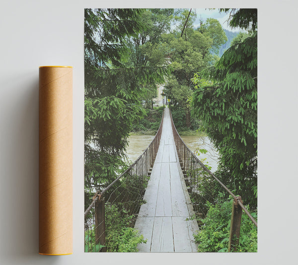 Green Bridge Through Trees Print