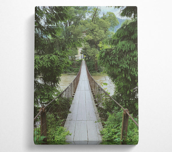  A Canvas Print of Green Bridge Through Trees Canvas Print