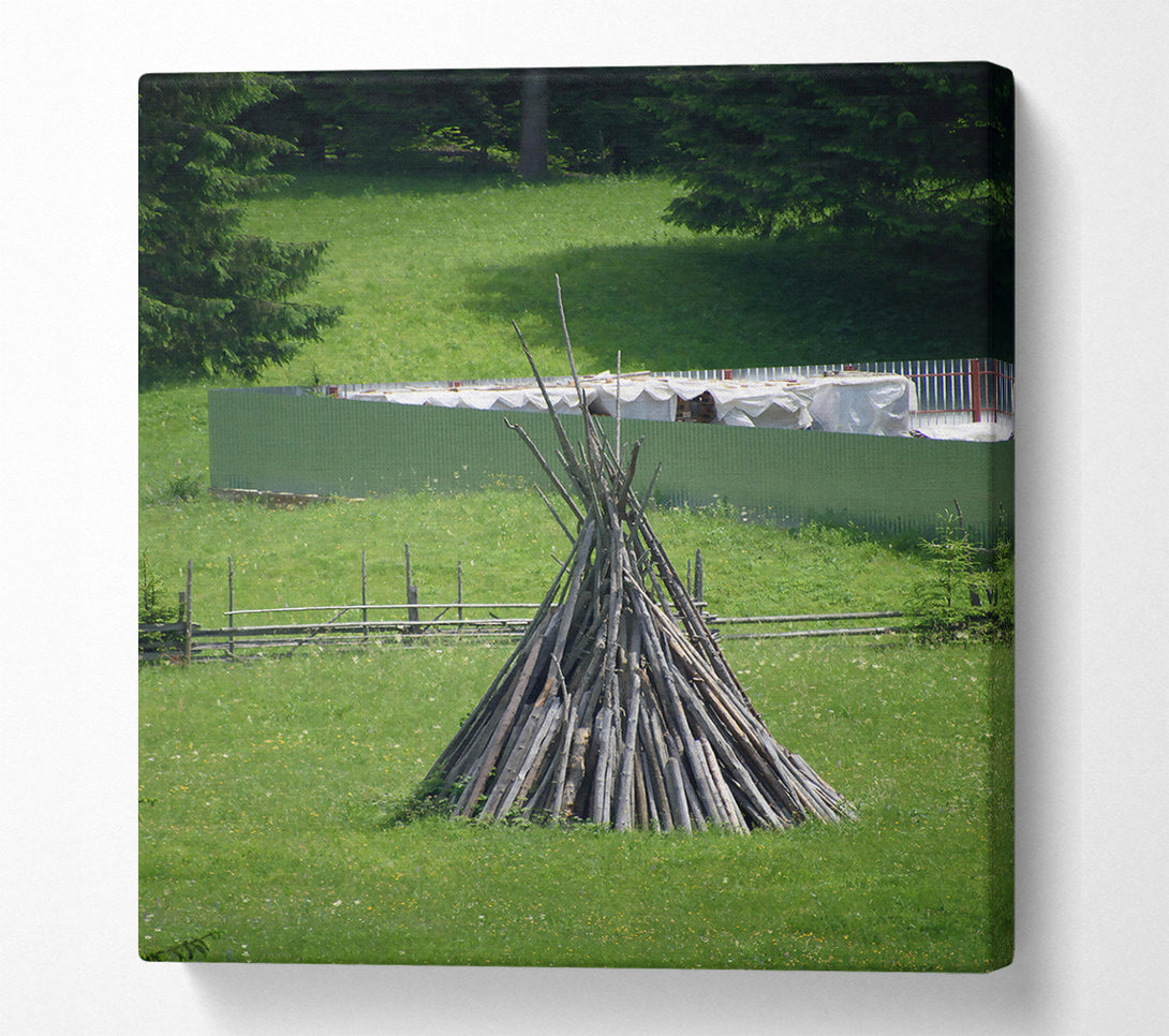  A Canvas Print of Green Woodland Structure Canvas Art