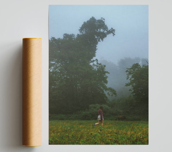 Green Foggy Walk Poster