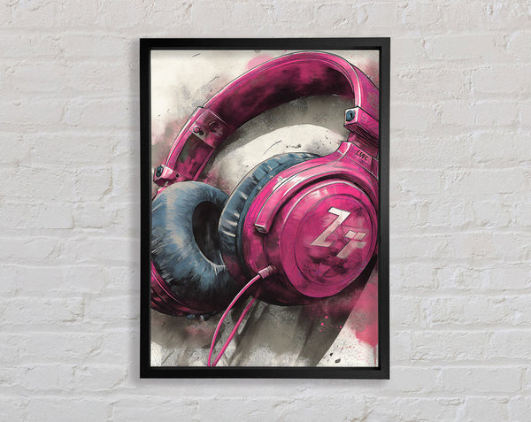 Pink Headphones Framed Print