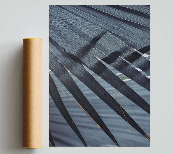 Indigo Palm Fronds Print