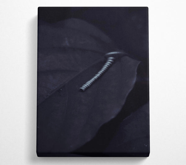  A Canvas Print of Silver On Black Leaf. Canvas Wall Art