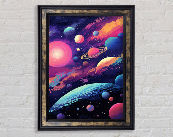 Planet Cosmic Brushstrokes Framed Print