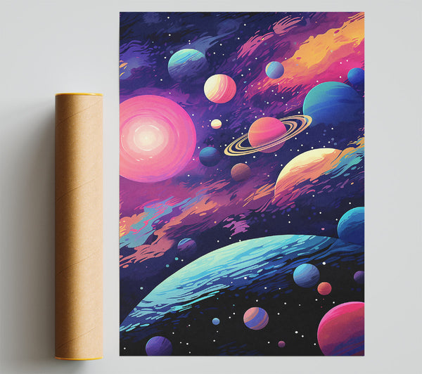 Planet Cosmic Brushstrokes Print
