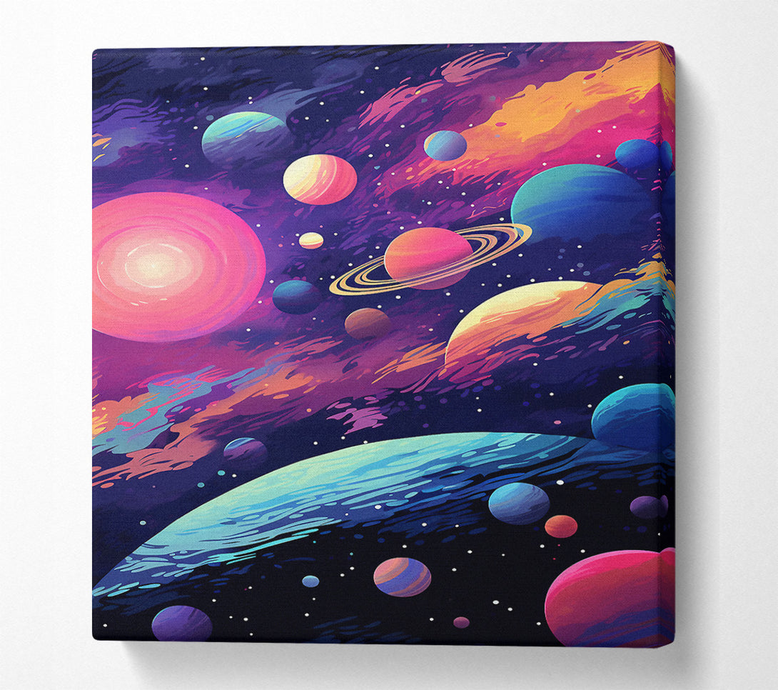  A Canvas Print of Planet Cosmic Brushstrokes Canvas Wall Art