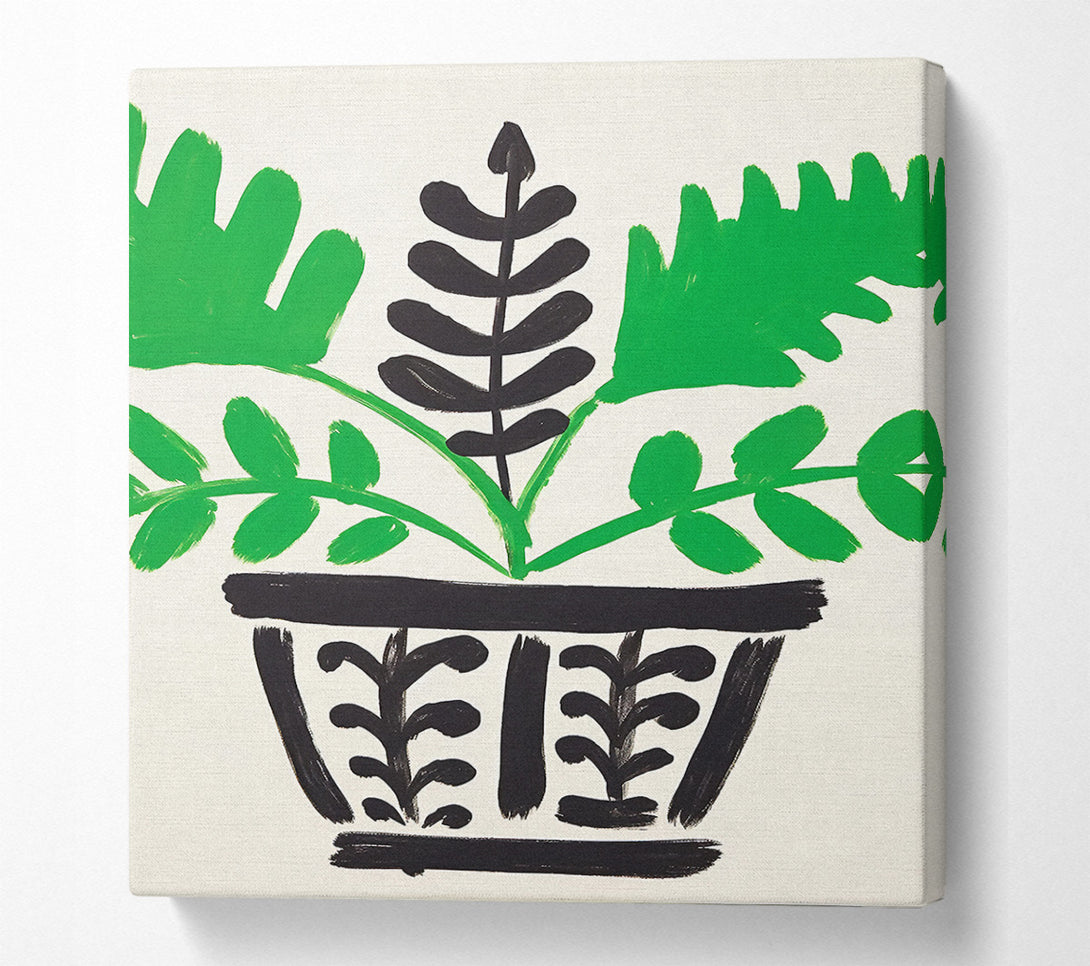  A Canvas Print of Plant Pot Brush Strokes Canvas Art