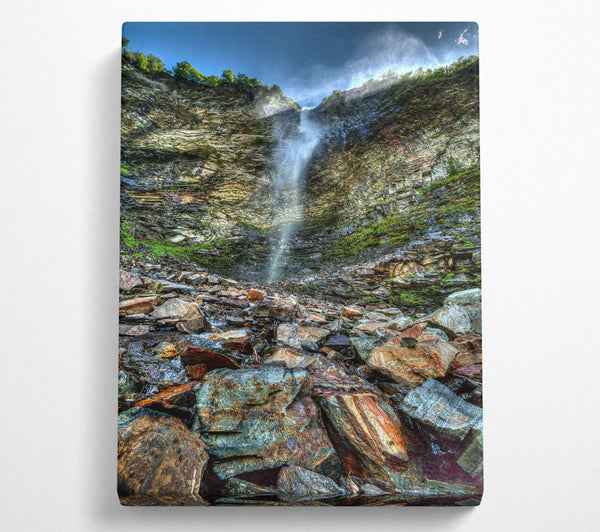  A Canvas Print of Green Waterfall Riverbed Canvas Wall Art