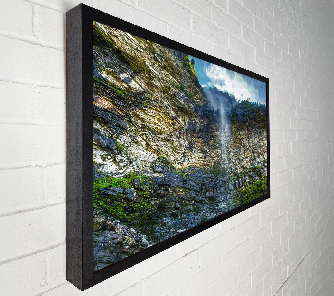  A Canvas Print of Gray Waterfall Cliffside Canvas Art