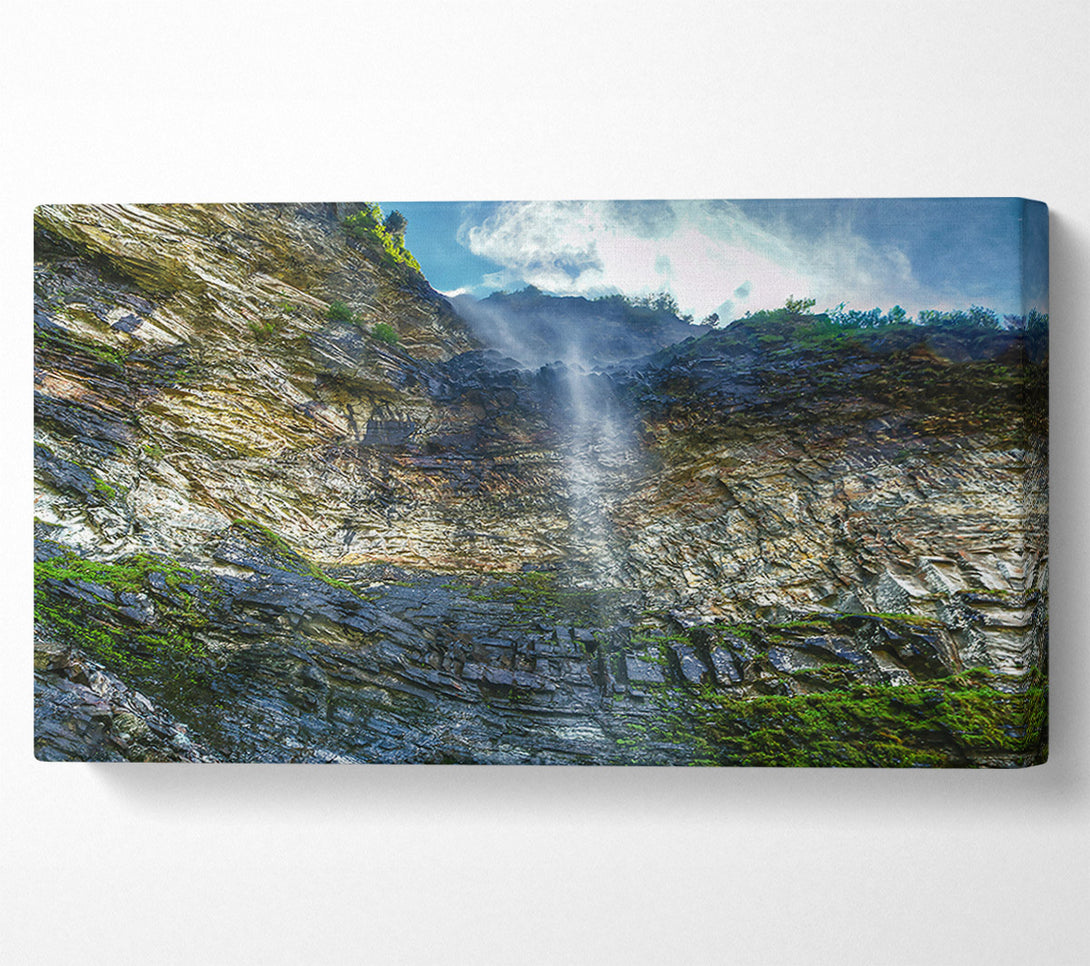  A Canvas Print of Gray Waterfall Cliffside Canvas Art