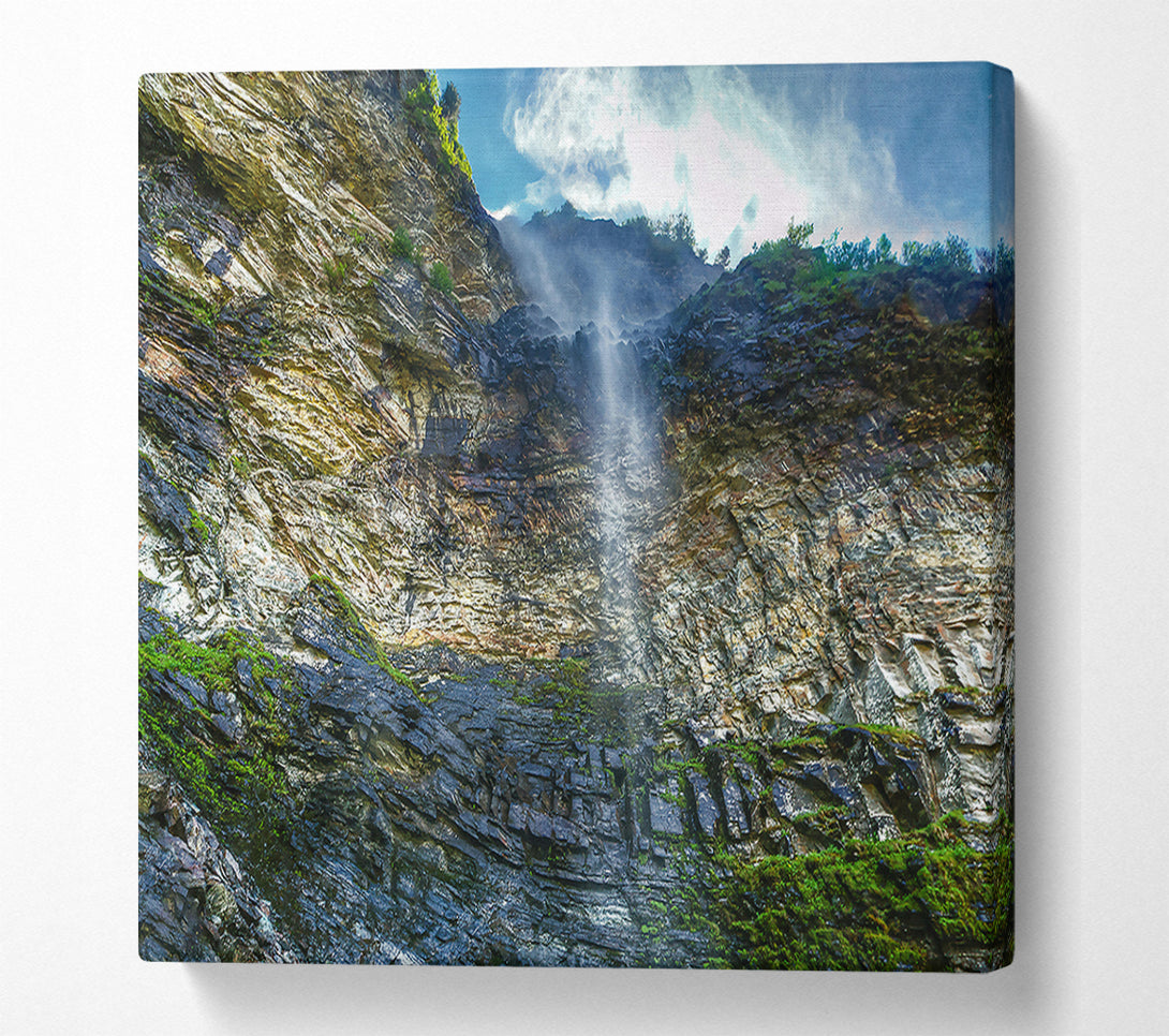  A Canvas Print of Gray Waterfall Cliffside Canvas Art