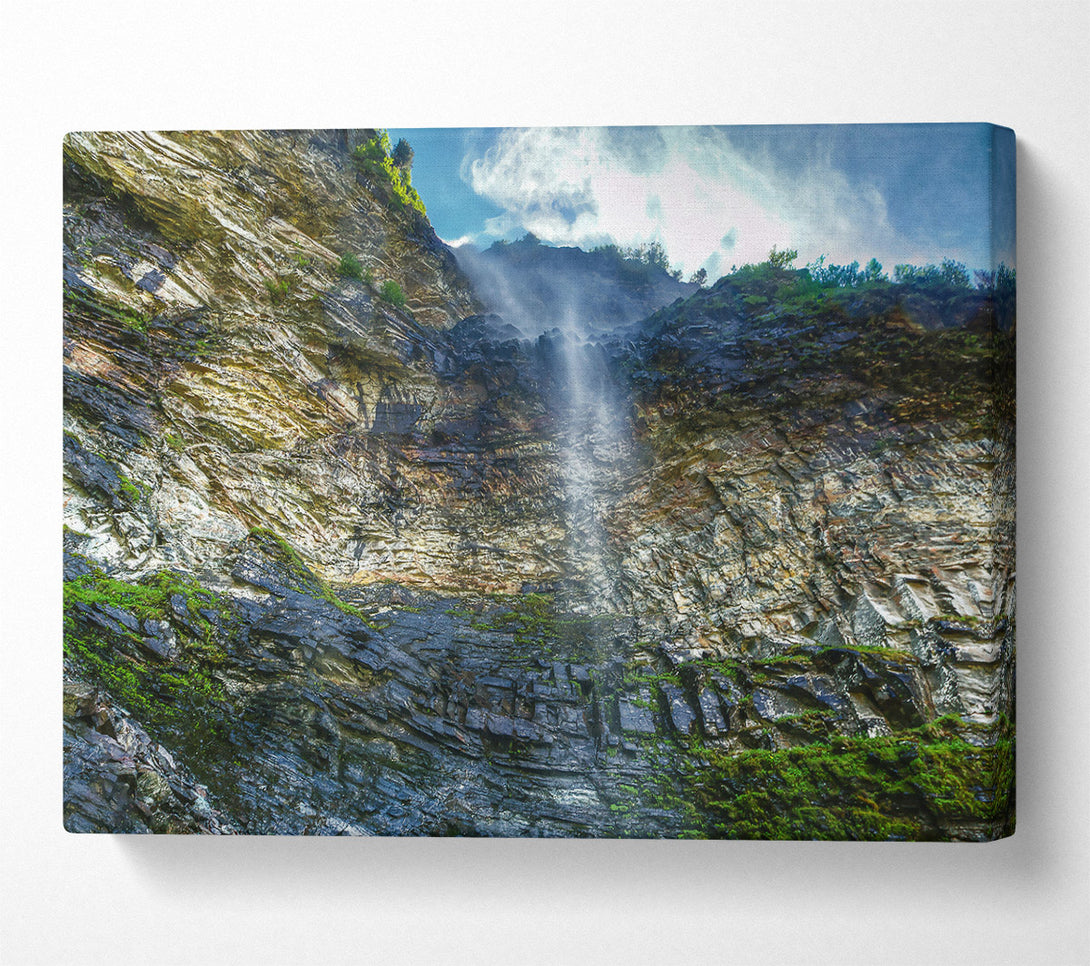  A Canvas Print of Gray Waterfall Cliffside Canvas Art