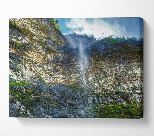  A Canvas Print of Gray Waterfall Cliffside Canvas Art
