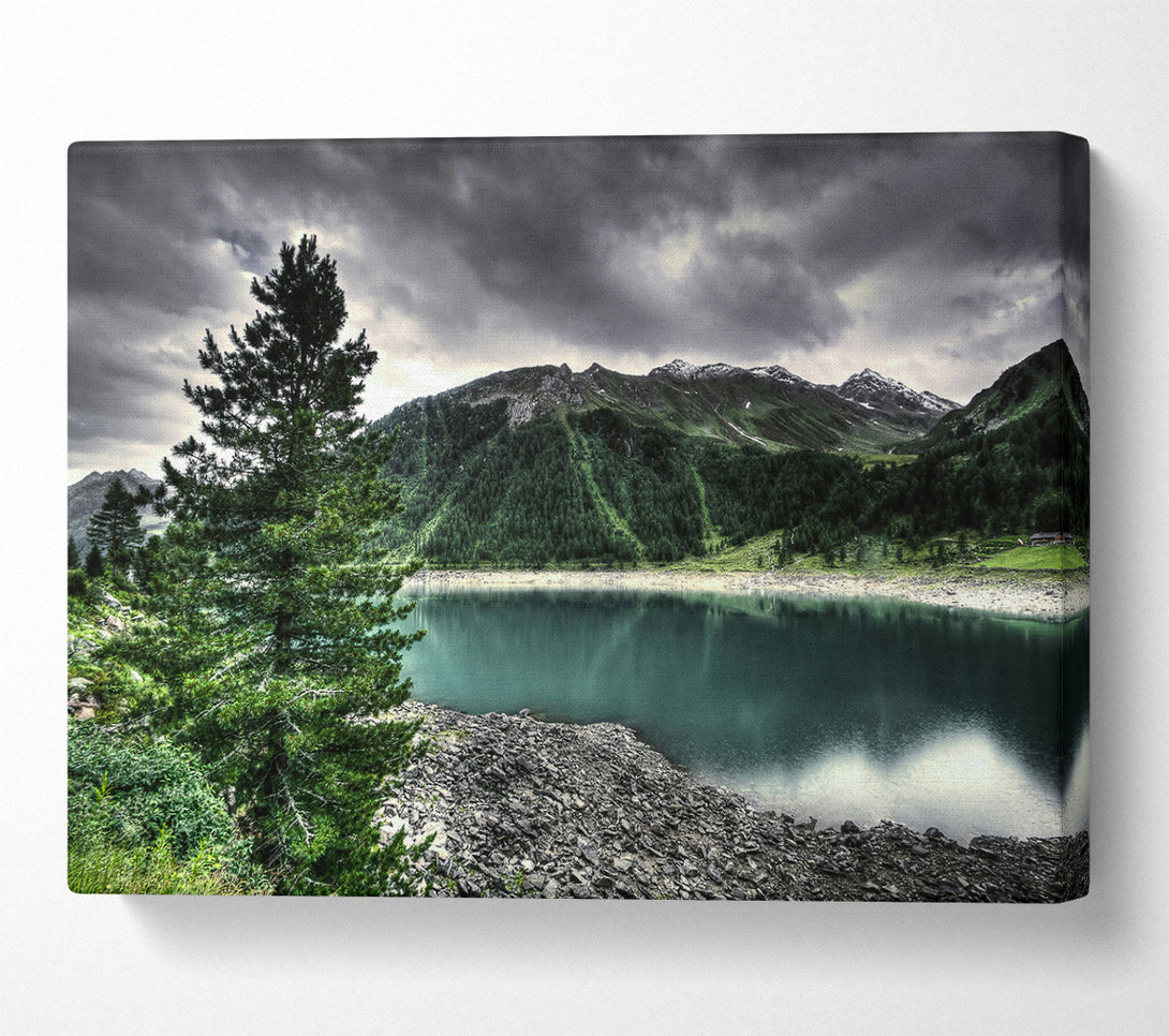  A Canvas Print of Emerald Mountain Lake Canvas Wall Art
