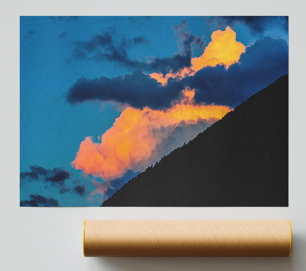 Golden Cloud Silhouette Print