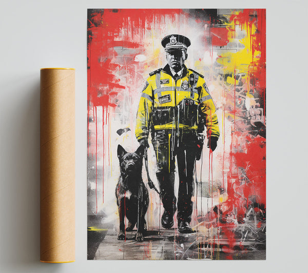Police Dog Graffiti Poster
